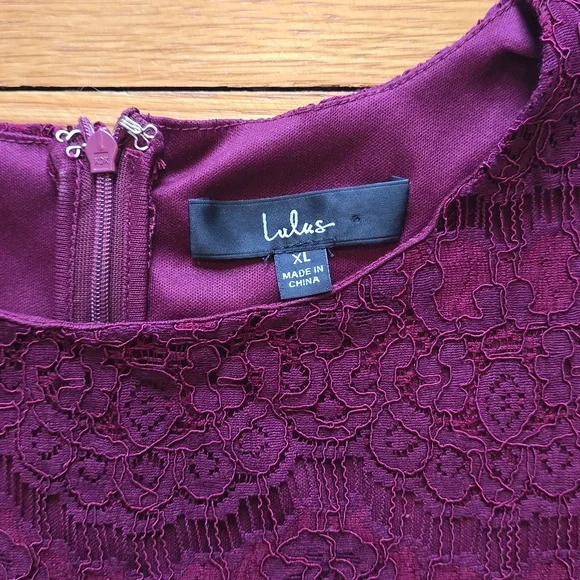 Lulus, Take Me To Brunch, Burgundy Lace Shift Dress, EUC, Women's XL - Picture 3 of 16